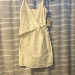 GB white short Wrap Mini Dress with Side Tie